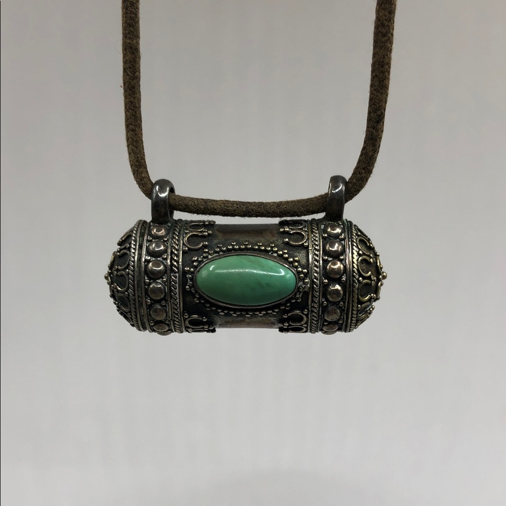 Exotic Tribal Protection Amulet Prayer Hollow Box Sterling Silver Necklace